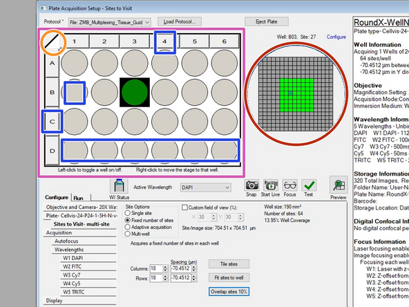 Use the Plate Map to select the wells to acquire:
