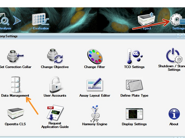 After you acquire your images you can manage your data in the Settings menu
