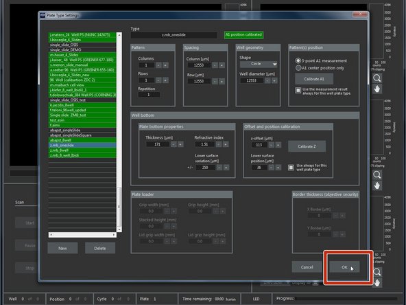 Once you are satisfied with your plate settings confirm with &quot;OK&quot;.