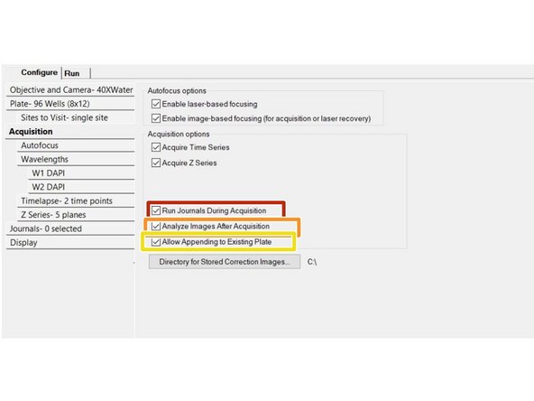 Journals: macro based complex tasks that should be run while acquiring (normally not selected).