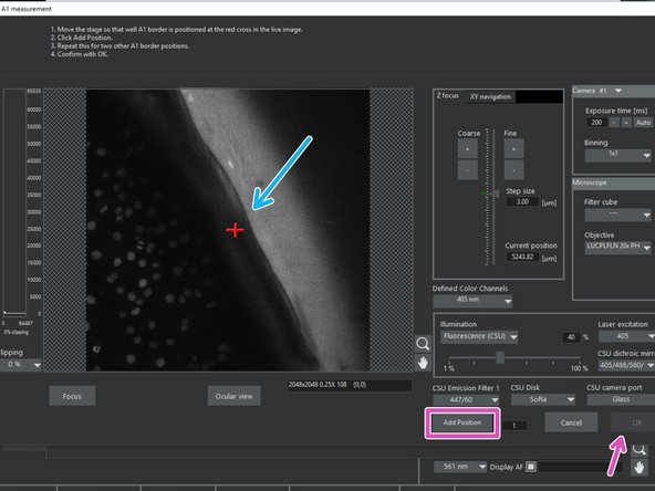 &quot;A1 center position&quot;. Only center of of the well/cover slip defined. 