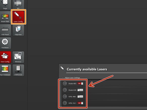 Select &quot;Laser Config&quot;.
