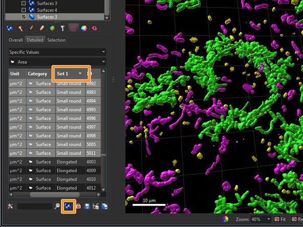 By ordering by class and selecting the corresponding objects you can select and further work with the classified objects such as generating a new surface object only containing objects of one class.
