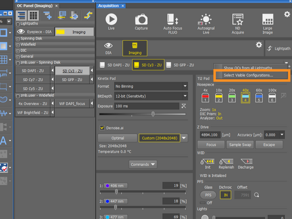 Localize the easy access OC panel