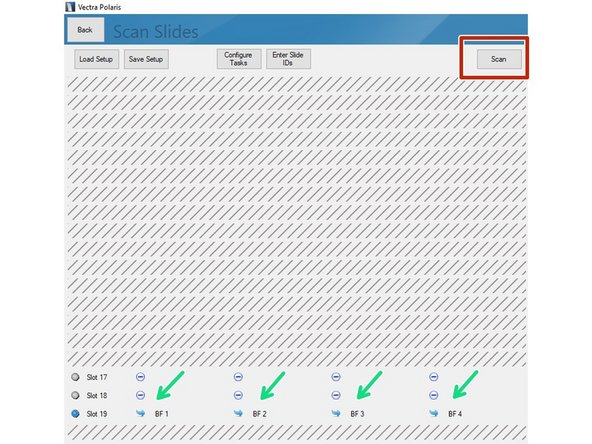 All slides included in the imaging session are indicated by a blue symbol.
