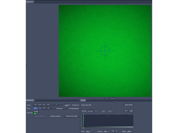 Click the &quot;Live&quot; button to start acquisition (you should see light coming out of the objective).