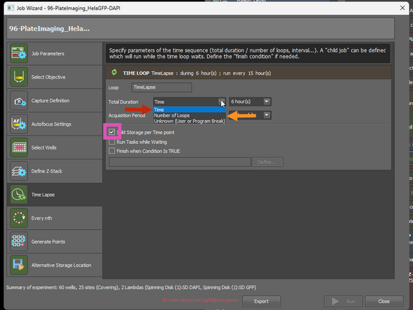 You can define the total duration of experiment: