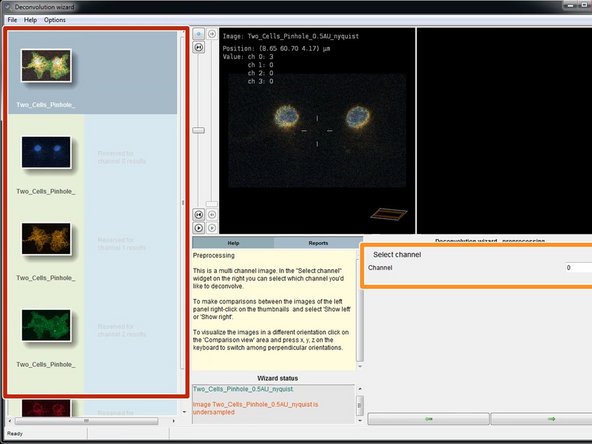 If you have more than one channel in your dataset, you will need to deconvolve them sequentially.