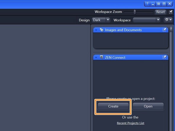 Open the &quot;ZEN Connect&quot; tab (right hand side in &quot;ZEN&quot; software).