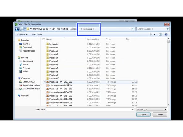 Select the directory where the tif files were saved.
