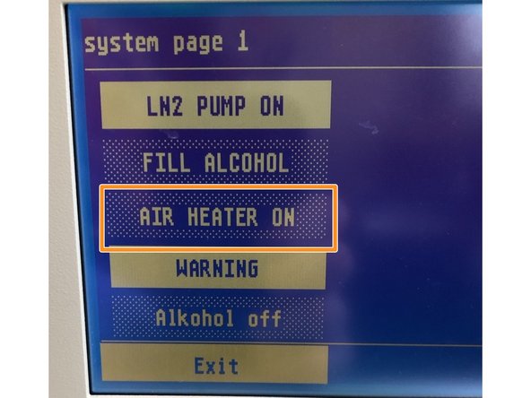 Select &quot;AIR HEATER ON&quot;.