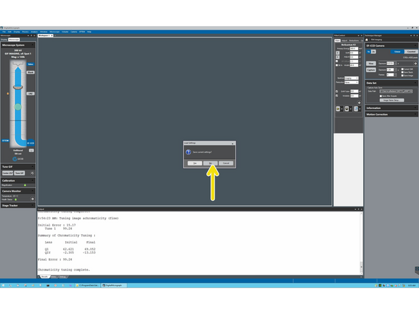 The software will ask you to save the current settings. Click 'No'.