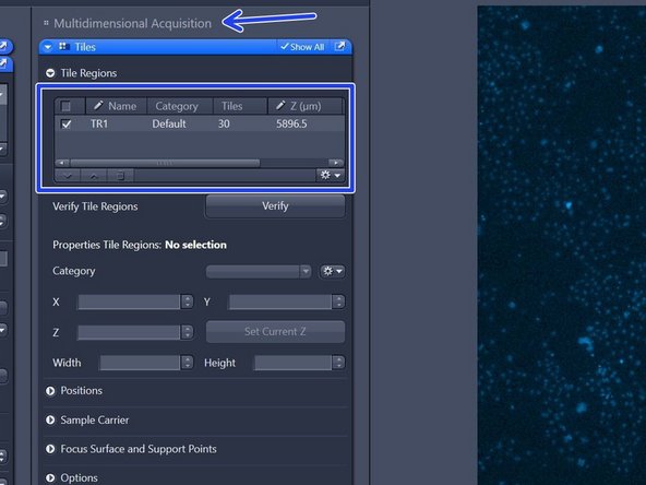 Select the region of interest of an overview - activated ROI will have yellow fill.
