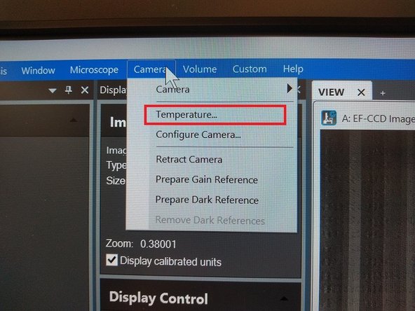 On the Dm Menu, select &quot;Camera&quot; -&gt; &quot;Temperature..&quot;