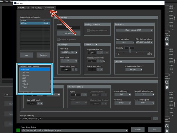 In the &quot;Edit Scan&quot; window go to the &quot;Acquisition&quot; tab.