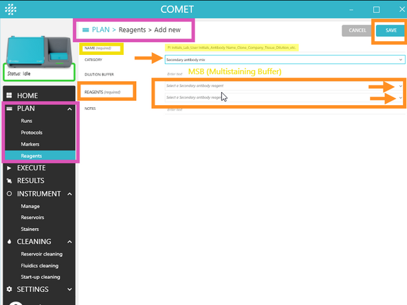 Once a reagent is in a protocol you can't edit the following fields: NAME, category (secondary/primary/etc.), Channel, target species, host species, or dilutions.