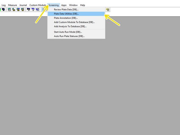 For data export, go to &quot;Screening&quot; and select &quot;Plate Data Utilities [DB]&quot;.