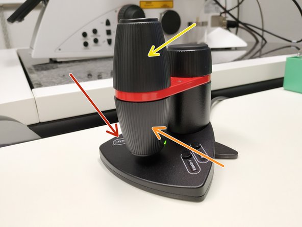 Adjust the variable clamping range and moveable brackets to properly fix your sample.