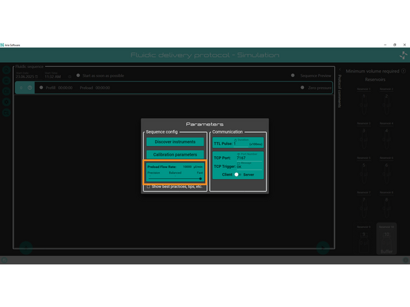  IF you want to create a new sequence, press &quot;Parameters&quot;.
