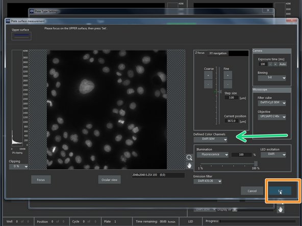 Here you can change the &quot;Defined Color Channels&quot; (eg DAPI, etc).