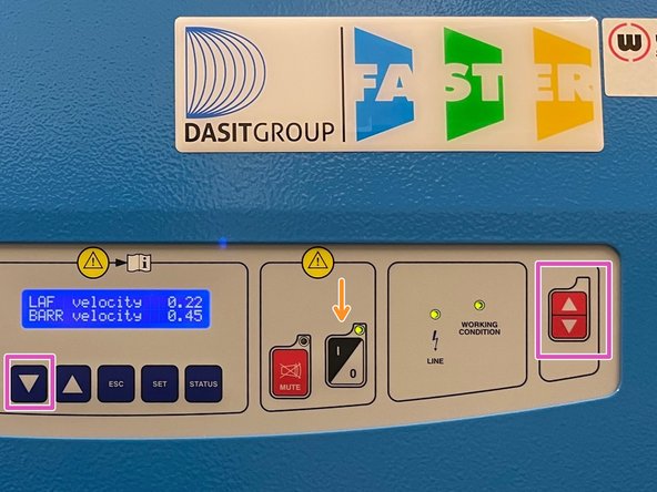 Switch off cabinet by pressing &quot;ON/OFF&quot; button.