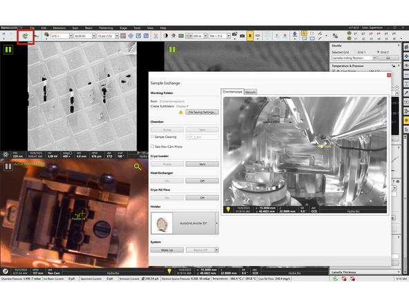 flushed nitrogen lines in the heat exchanger (20 mins, 200-250 mg/s nitrogen gas flow)