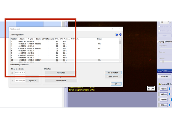 A new position list will be created with your sample detections.
