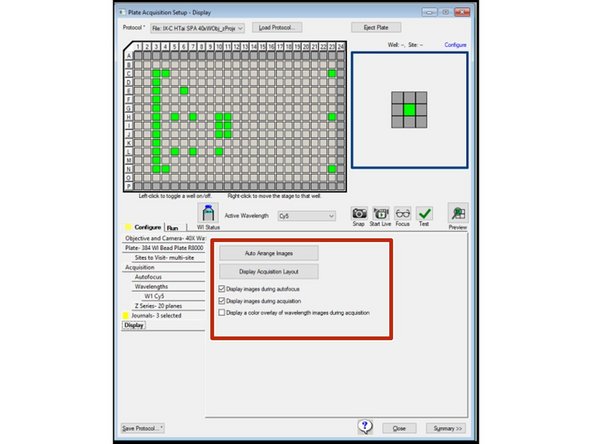 Specify how and if images should be displayed during data acquisition