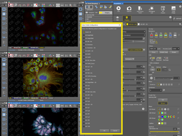 Right-click on the panel and choose Select Visible Configurations