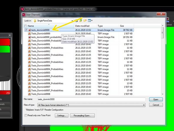 Select the previously converted .ims file and click &quot;Open&quot;.