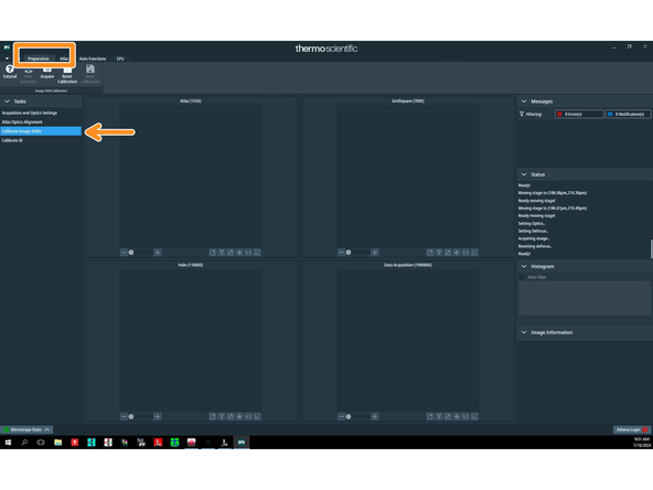Make sure that the feature you intend to use for the calibrations is visible using the 'Data acquisition' preset.