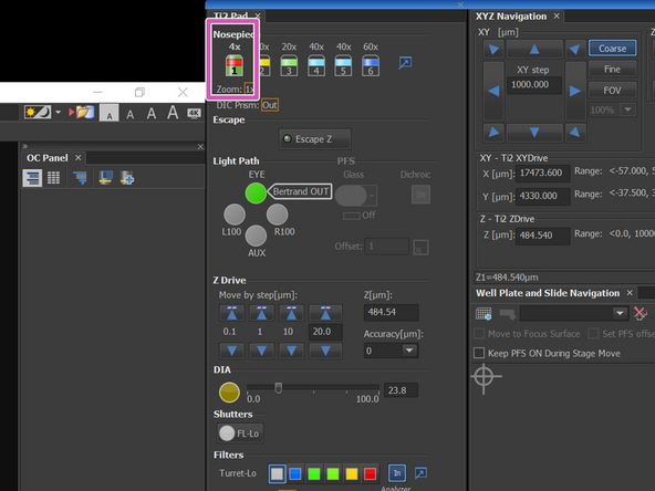 Oil immersion objective clean with kimtech wipes and 100% EtOH.