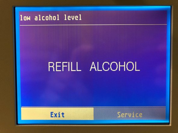 In case the machine reports low alcohol level, follow step 6 accordingly.