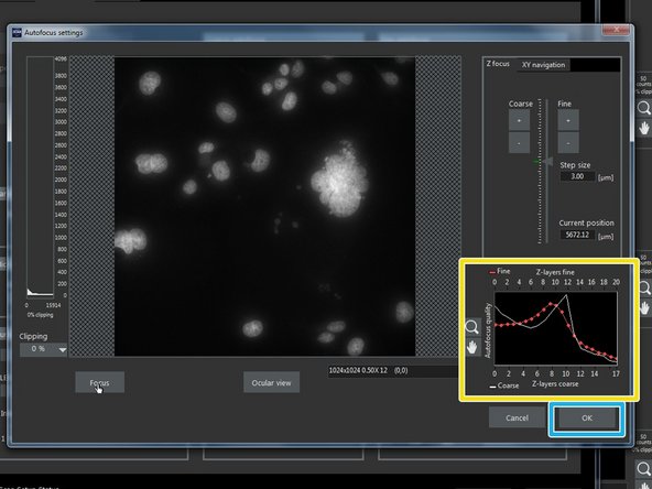 If the focus is not ideal adjust the step size and/or range accordingly.