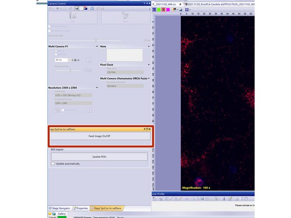 In CellSense: start &quot;Feed Image&quot;.