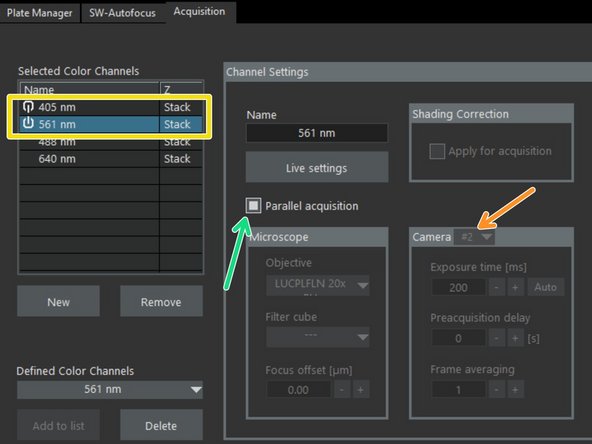 Choose Camera #1 for one channel and Camera #2 for the other channel which should be linked.