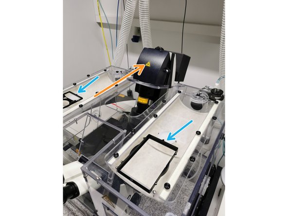 Push back the condenser arm.