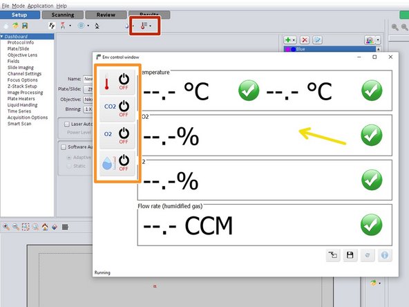 Activate the environmental control settings in the InCell software.