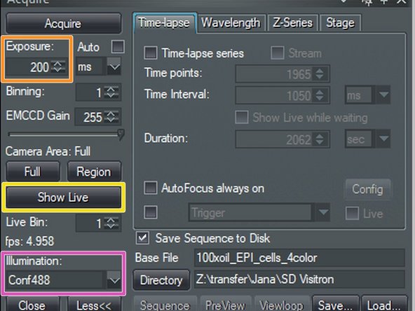 Within &quot;VisiView&quot; software choose the light source under  &quot;Illumination&quot;.