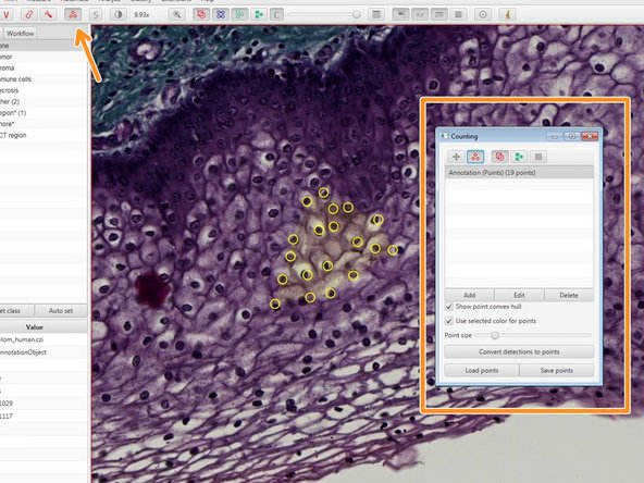 You can use the indicated tool to manually count objects.