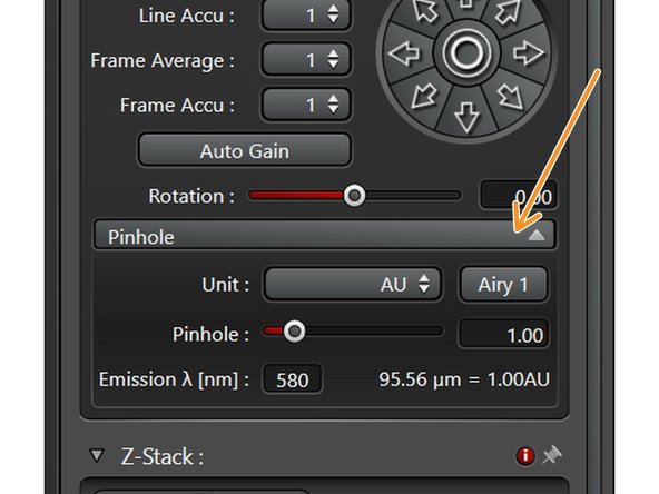The Pinhole settings become available after clicking on the Pinhole drop down button.