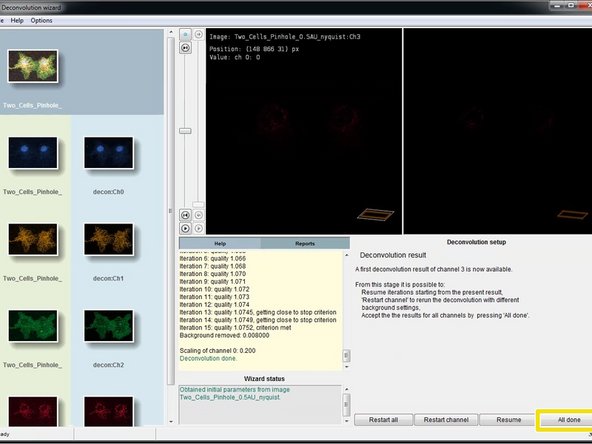 Click &quot;Accept, to next channel&quot; to deconvolve the next channel of your dataset.