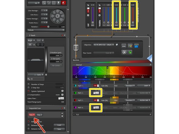 The sequential scan menu will appear and you can add additional sequences by clicking the plus symbol.