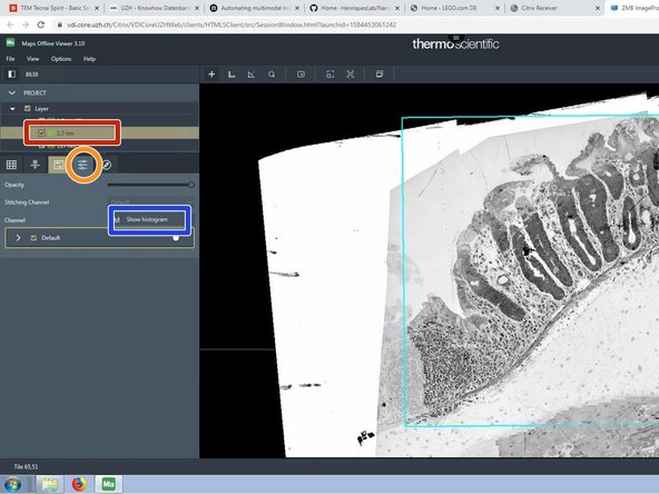 Imaging settings organized in different tabs.