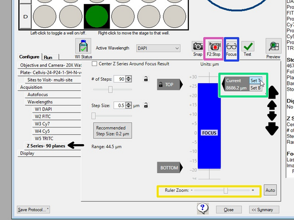 Click Start Live to see last visited wavelength; ex. W1 Dapi