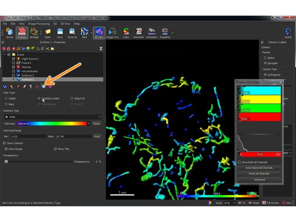 Something very helpful to see patterns and trends in your data is the statistical coding of surface objects.