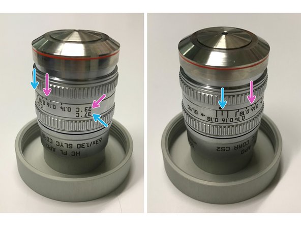 20x IMM (multi-immersion - Oil, Glycerin or Water) needs to be set to the corresponding immersion media (&quot;OIL&quot;, &quot;GLYC&quot; or &quot;0.17-W&quot; (with cover glass) or &quot;W-0&quot; (without cover glass)).