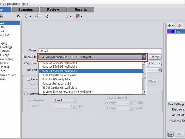 Select a plate/slide template.