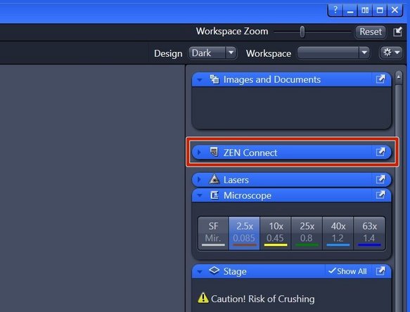 &quot;ZEN Connect&quot; correlates all data associated with your sample. It allows you to map high-resolution images on the larger overviews, maintaining the context and simplifying your file organization.