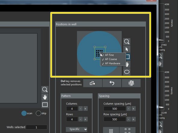 Finally choose the autofocus positions/pattern you would like to apply to each well.